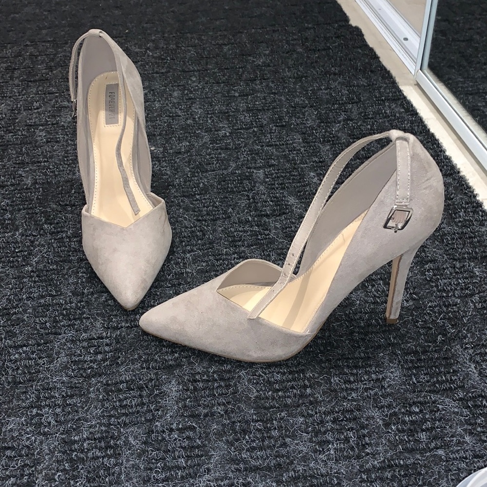 Forever21 Pointed Nude Faux Suede Strappy Heels